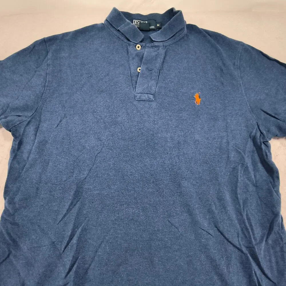 Polo by Ralph Lauren Collared Polo Shirt Mens Size Medium M Blue Orange